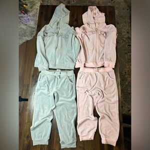 Kids Velour Tracksuit Set - Pink and Gray size 4t